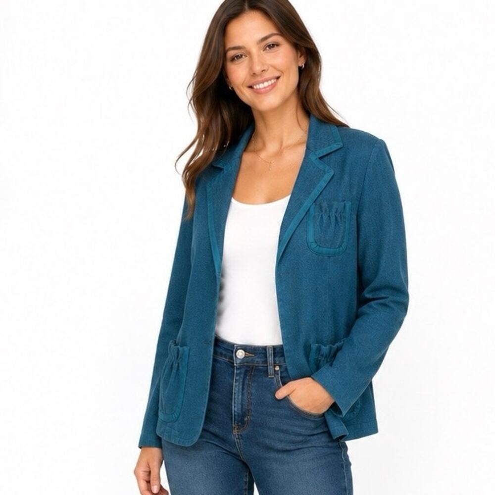Vintage Y2K  Size M Women's Blazer Jacket Teal Blue Classic Workwear Casual